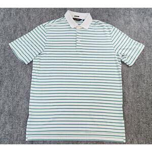 Ralph Lauren Polo Golf Shirt Mens Large White Green Striped Performance Golf